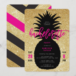 Guld Glitter Ananas Sällskapsfest Inbjudan