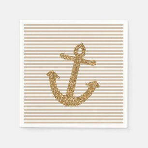 Guld Glitter Anchor Pappersservett
