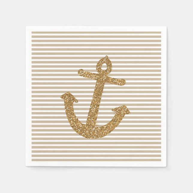 Guld Glitter Anchor Pappersservett (Framsidan)