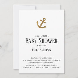 Guld Glitter Anchor Simple Baby Shower Inbjudningar