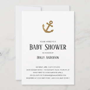 Guld Glitter Anchor Simple Baby Shower Inbjudningar