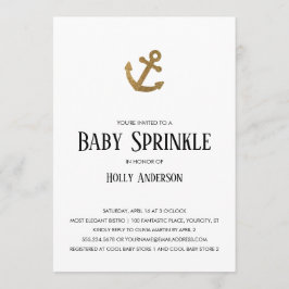 Guld Glitter Anchor Simple Baby Sprinkle Inbjudningar