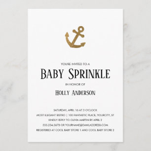 Guld Glitter Anchor Simple Baby Sprinkle Inbjudningar