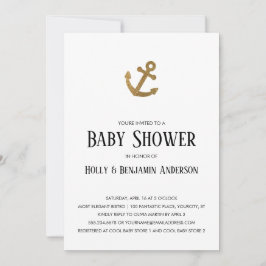 Guld Glitter Anchor Simple Par Baby Shower Inbjudningar