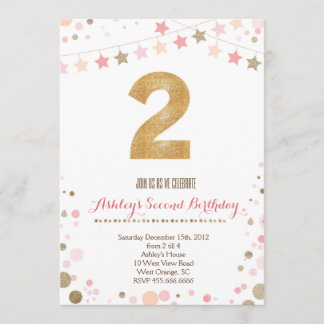 Guld Glitter Andra Födelsedagsinbjudan Inbjudningar