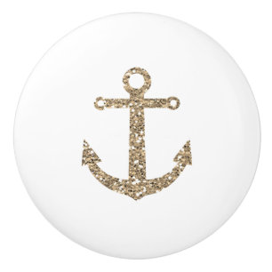 Guld Glitter Ankare Nautisk Glam Modern Knopp
