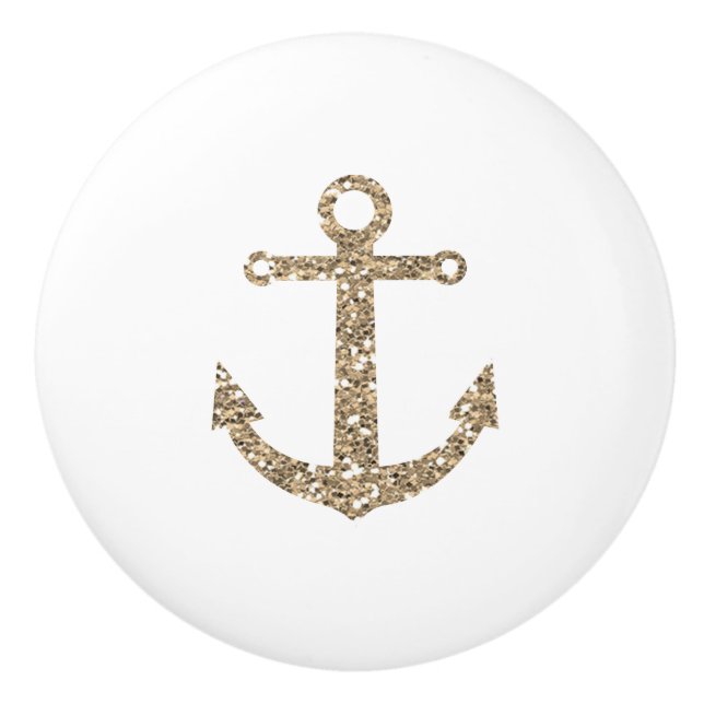 Guld Glitter Ankare Nautisk Glam Modern Knopp (Framsidan)