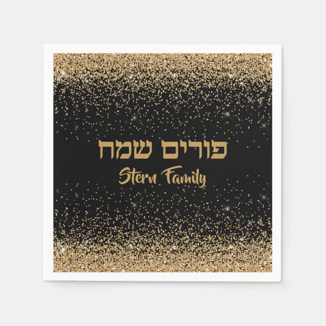Guld Glitter anpassar den judiska Party Purim Same Pappersservett (Framsidan)