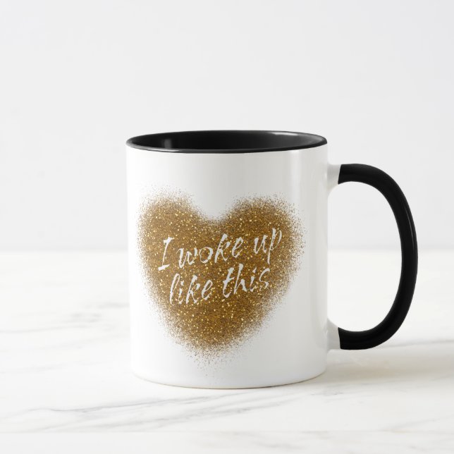 Guld Glitter ÄR JAG SOM Hjärtkaffe Mugg (Höger)