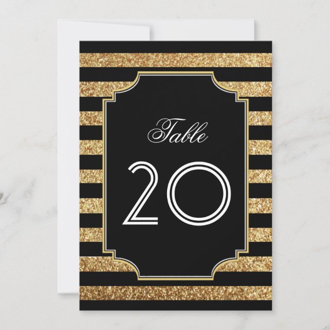 Guld Glitter Art Deco 1920-tals Bordskort (Framsida)