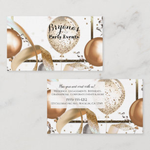 Guld Glitter Ballonger Vita Party Evenemangsplaner Visitkort