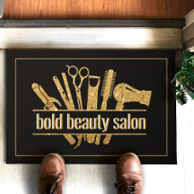Guld Glitter Beauty Salon Hairstylist Blck Doormat