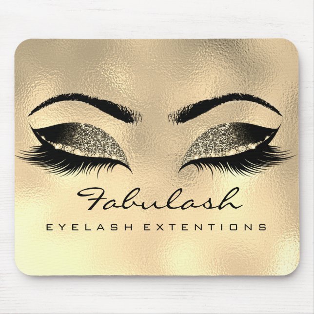 Guld Glitter Beauty Studio Lashtillägg  Musmatta (Framsidan)