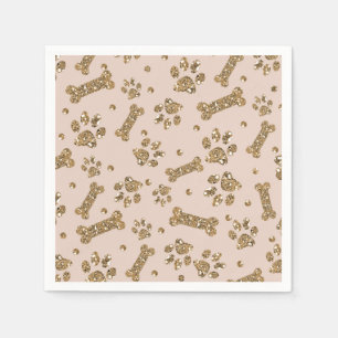 Guld Glitter Beige Rodnad Husdjur Tass Ben Valp Hu Pappersservett