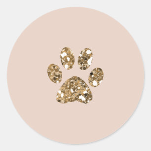 Guld Glitter Beige Rodnad Katt Hundvalp Hund Fest Runt Klistermärke