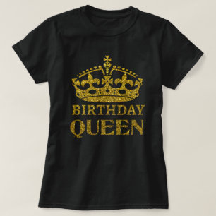Guld Glitter Birthday Queen T Shirt