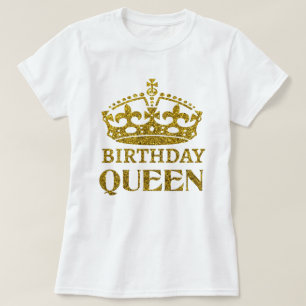 Guld Glitter Birthday Queen T-Shirt