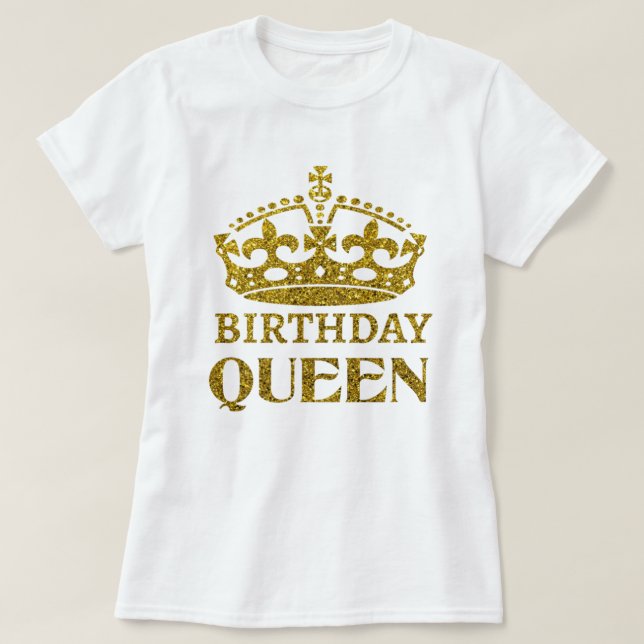 Guld Glitter Birthday Queen T-Shirt (Design framsida)