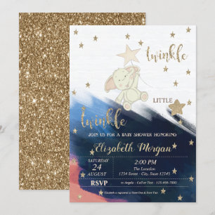 Guld Glitter Björn Bebis Bjudning Funkar Lilla Stj Inbjudningar