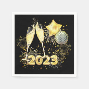 Guld Glitter Black 2023 Nyårsafton Party Pappersservett