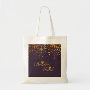 Guld Glitter Black Background Heart Bridesmaid Tygkasse