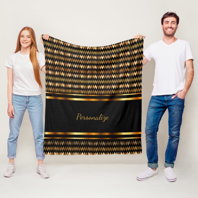 Guld Glitter & Black Chevron Fleecefilt (På plats)