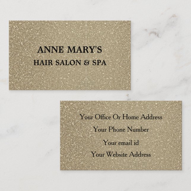 Guld Glitter Black Hair Salon Spa Modern Classy Visitkort (Fram/baksida)