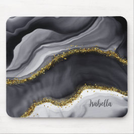 Guld Glitter Black Personalize Musmatta
