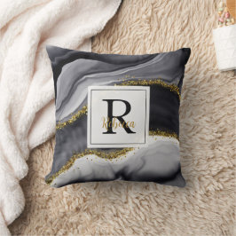 Guld Glitter Black personalize Namn Kudde