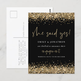 Guld Glitter Black sa ja Förlovning Vykort