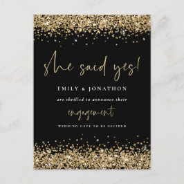 Guld Glitter Black sa ja Förlovning Vykort