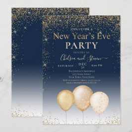 Guld Glitter Blegon Nyårsafton Party Inbjudningar