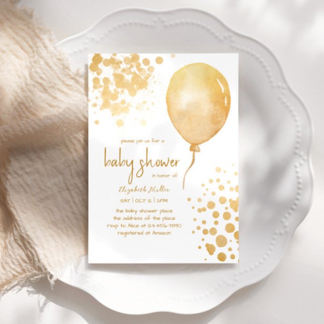 Guld Glitter Blegon Simple Boy Baby Shower Inbjudningar (Skapare uppladdad)