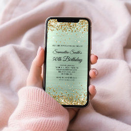 Guld Glitter Blek Mint Foil 50:e födelsedagen Inbjudningar