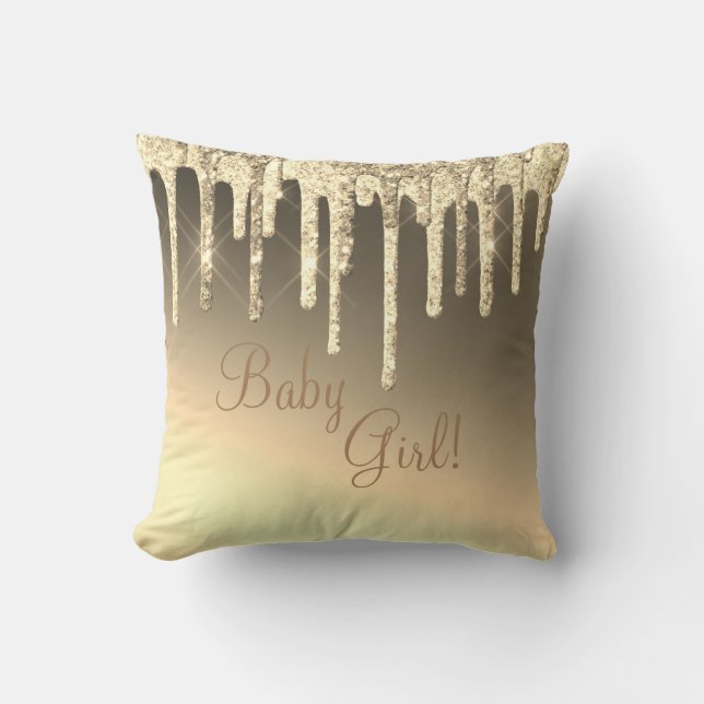 Guld Glitter Bling Girl Gnistra Glam Chic Namn Kudde (Framsida)