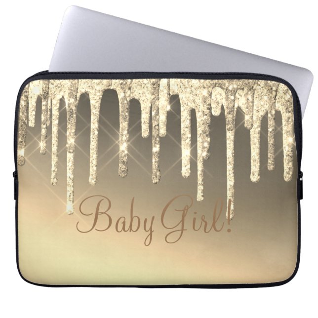 Guld Glitter Bling Girl Namn Gnistra Glam Chic  Laptop Fodral (Framsidan)