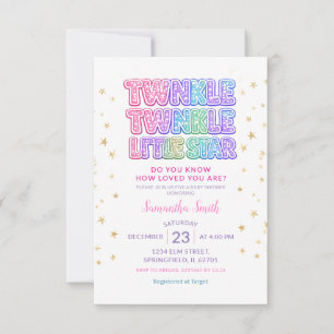 Guld Glitter Blinkar Lilla Stjärna Bebis Badrum Inbjudningar