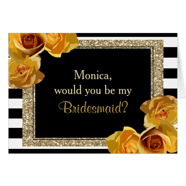 Guld Glitter Blommigt kommer att bli min brud OBS Kort (Framsidan Horizontal)