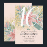 Guld Glitter blommigt, vattenfärg  sweet sixteen Inbjudningar<br><div class="desc">En chic,  elegant och glatt handmålad dammig rosa och blek grönt vattenfärgad blommigt bouquet med guld glitter-mousserande svenett 16 födelsedagsfest inbjudan med penselmantertypografi med elegant calligraphy,  en stor 16. Bakgrunden för den  rosan färg är fullt anpassade.</div>