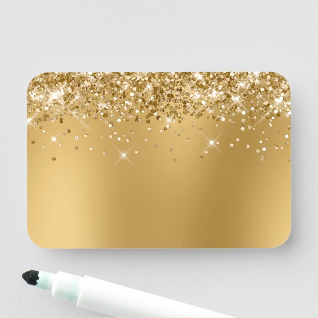 Guld Glitter Blur Tomt Namnbricka (På plats)