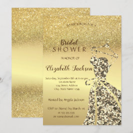 Guld Glitter Bokeh, Pailletter Klänning Bröllopsdu Inbjudningar