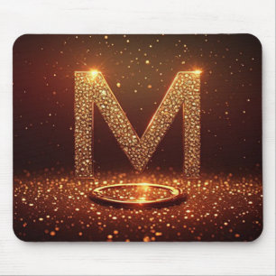 Guld Glitter Bokstav M Monogram Present Musmatta