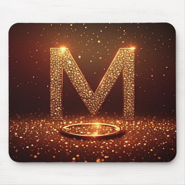 Guld Glitter Bokstav M Monogram Present Musmatta (Framsidan)