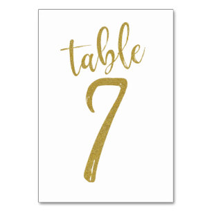 Guld Glitter Bord Nummer 7 Bordsnummer