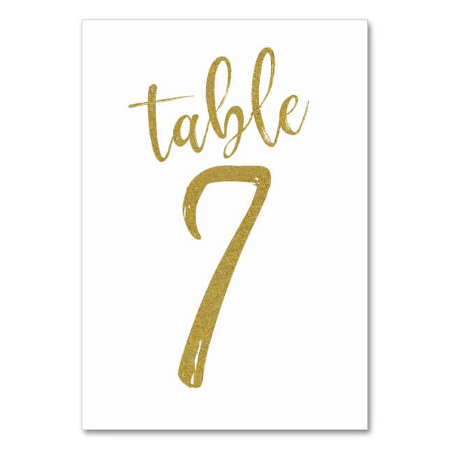 Guld Glitter Bord Nummer 7 Bordsnummer (Framsidan)