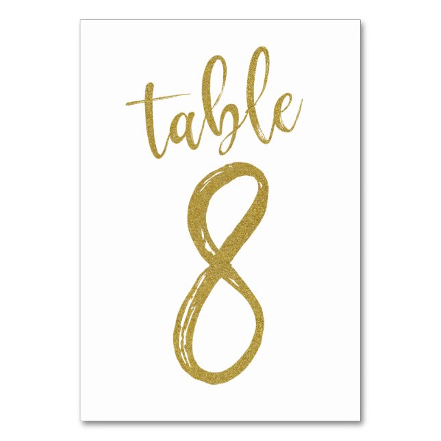 Guld Glitter Bord Nummer 8 Bordsnummer (Framsidan)