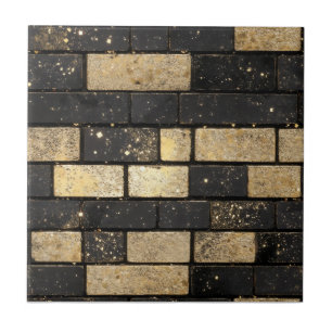 Guld Glitter Brick Mönster Kakelplatta