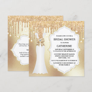 Guld glitter bride dress elegant luxurig shimmer inbjudningar
