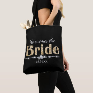 Guld Glitter Bride och diamanterna på Black Tygkasse