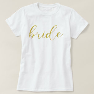 Guld Glitter Bride Typography Bröllop T Shirt